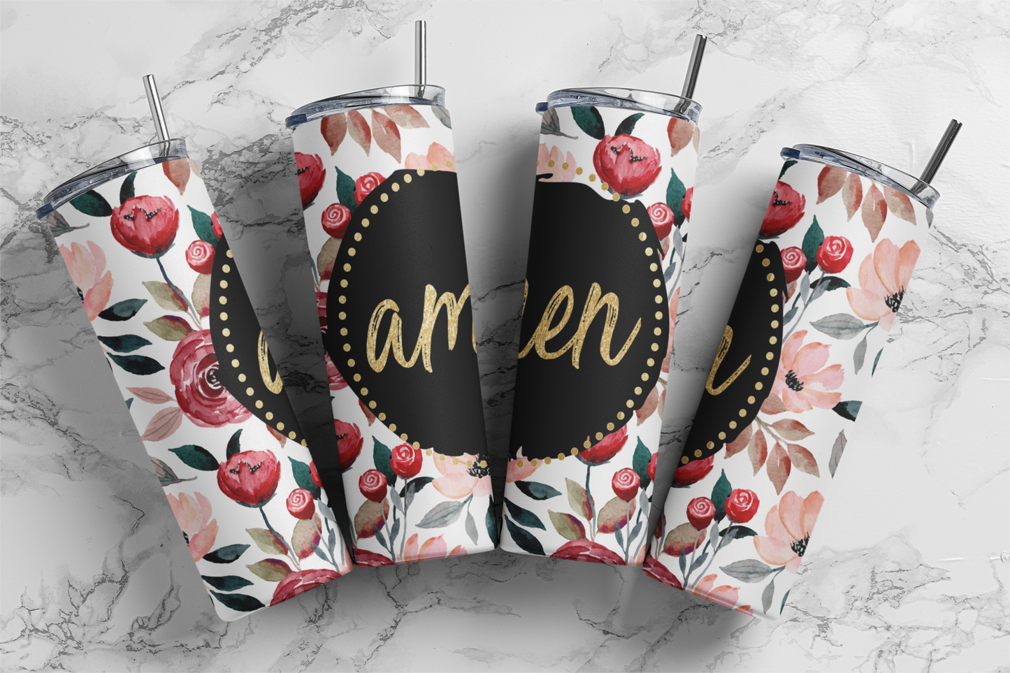 Amen Floral Tumbler