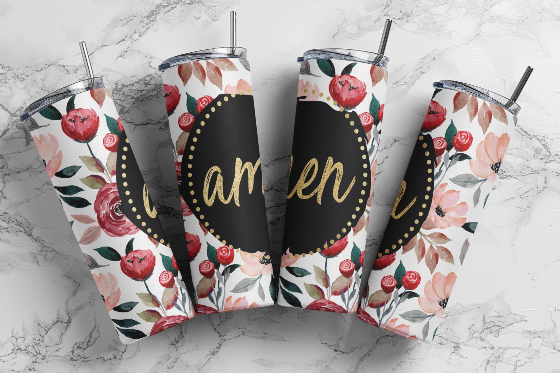 Amen Floral Tumbler