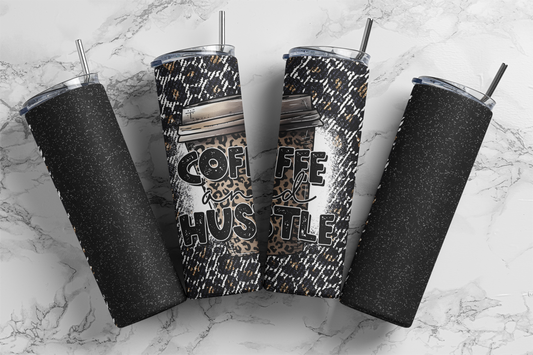 Coffee and Hustle Leopard Tumbler