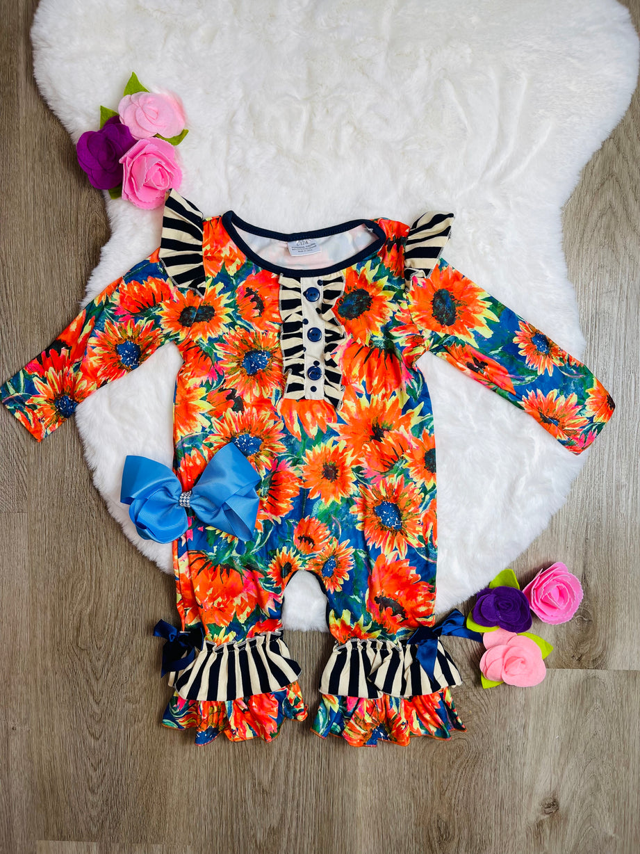 Orange floral romper