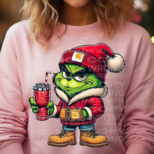 Green Guy with Cup Tee or Crew