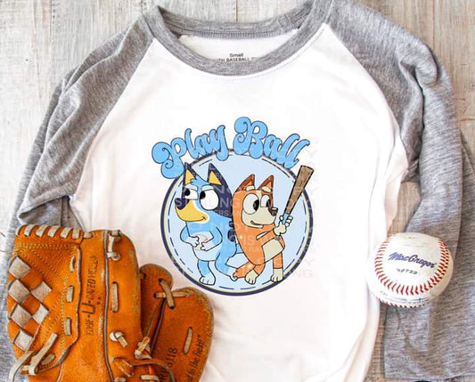 Play Ball Blue Dog Tee