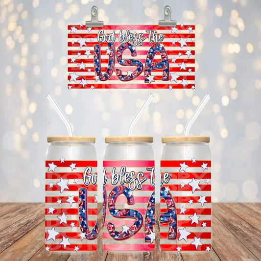 God Bless the USA Glass Tumbler