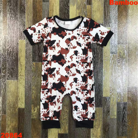 Cow print bamboo romper