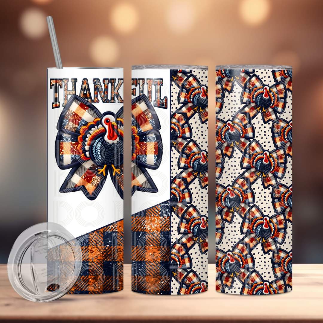 Thankful Turkey Bow Tumbler