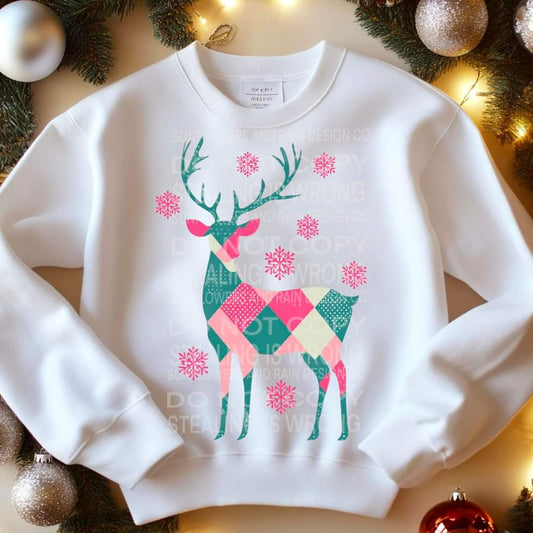 Pastel Reindeer & Snowflakes T-shirt or Crew Sweatshirt