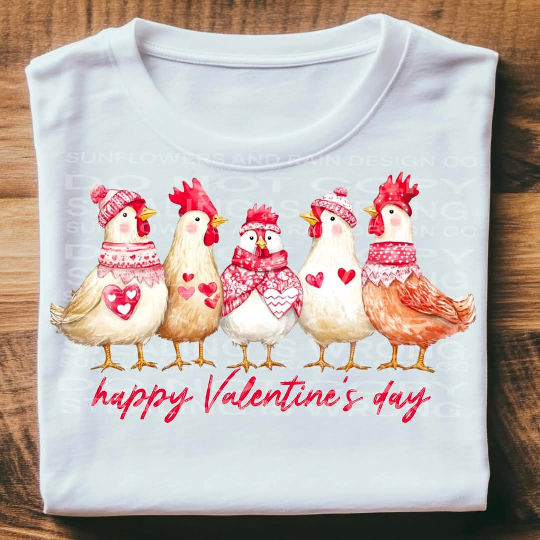 Happy Valentine's Day Chickens Tee