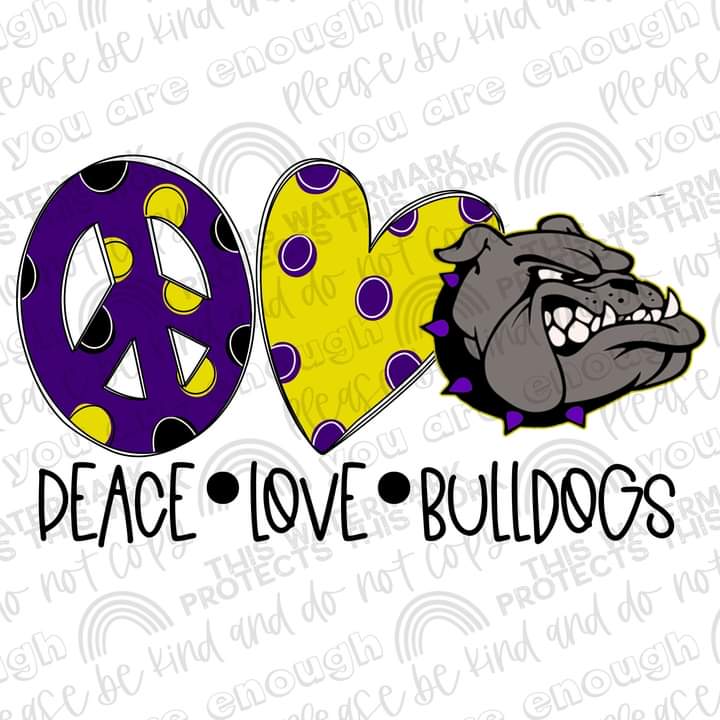 Peace love Bulldogs Sublimation Transfer