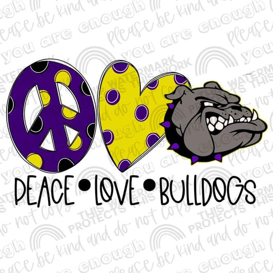 Peace love Bulldogs Sublimation Transfer