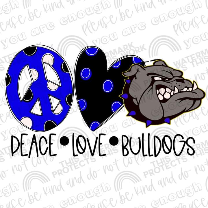 Peace love Bulldogs Sublimation Transfer