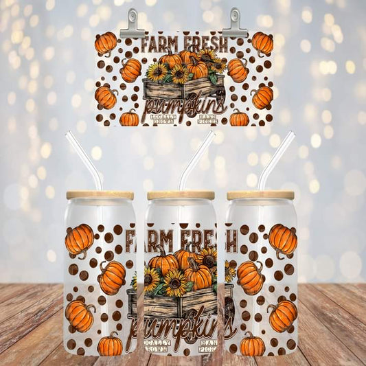 Farm Fresh Pumpkins Glass Tumbler