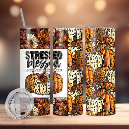 Stressed Blessed & Pumpkin Obsessed Tumbler