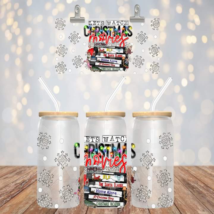 Let's Watch Christmas Movies Glass Tumbler