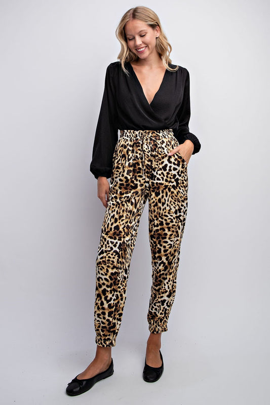 Leopard Print Joggers with Pockets