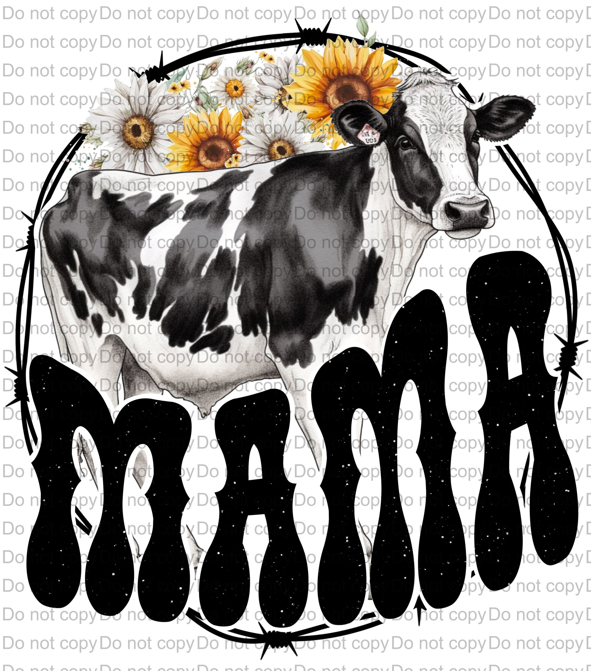 Mama Cow Sunflower Sublimation Transfer