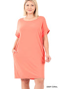 Rolled Sleeve Dresses with Pockets-New