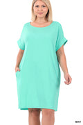 Rolled Sleeve Dresses with Pockets-New