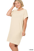 Rolled Sleeve Dresses with Pockets-New