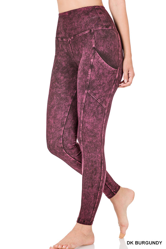 Mineral Wash Leggings with Pockets