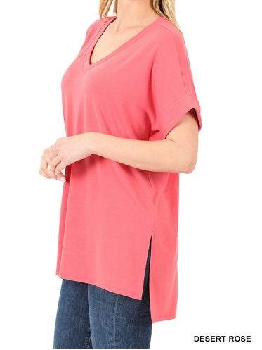 Rolled Sleeve Hi-Low Hem Tunics