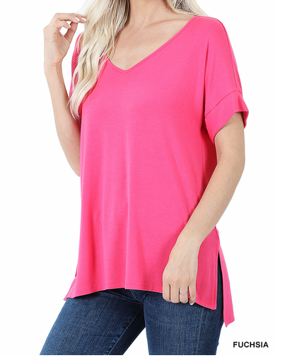 Rolled Sleeve Hi-Low Hem Tunics