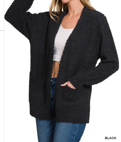 Black Popcorn Cardigan