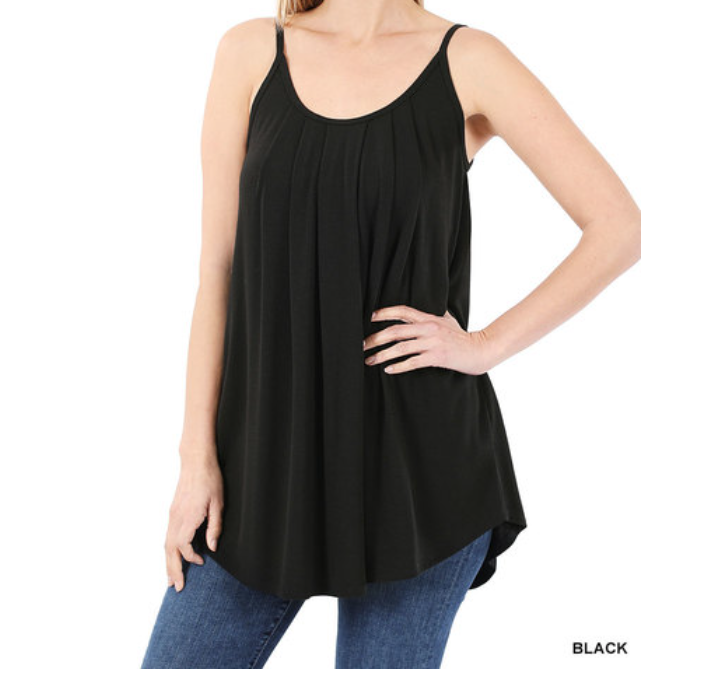 Pleated Tank with Adjustable Straps