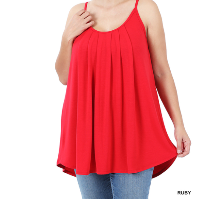 Pleated Tank with Adjustable Straps