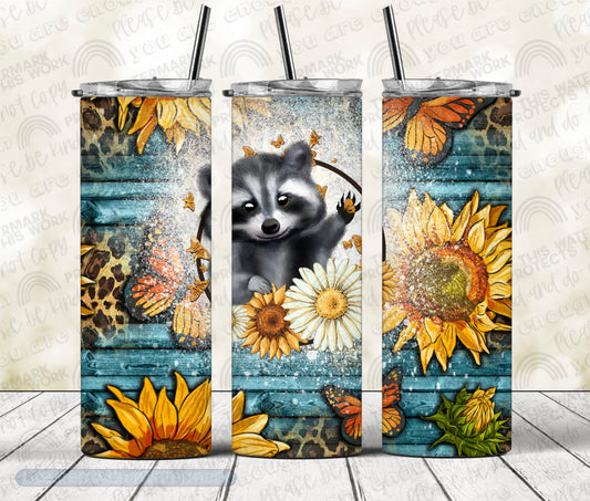 Western Racoon Sunflower Tumbler