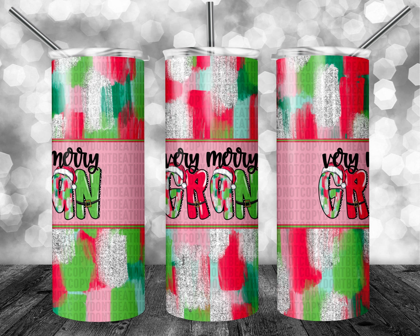 Very Merry Mama Aunt etc Pink Tumbler