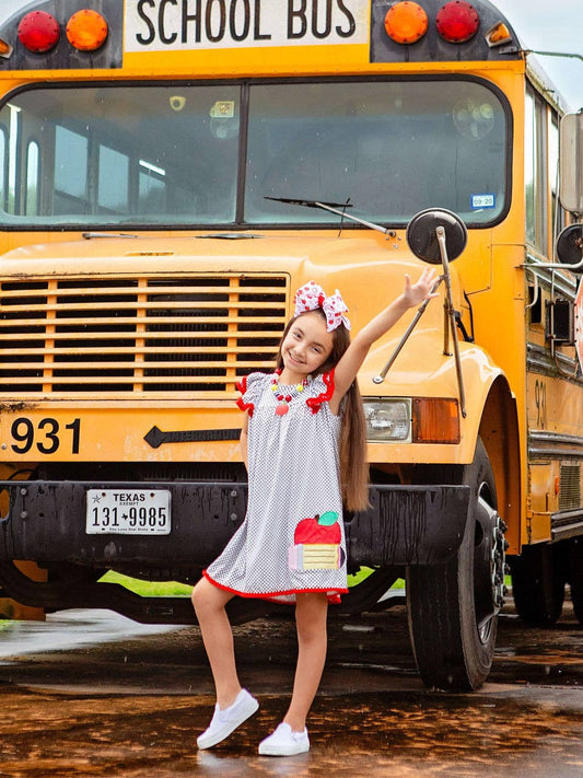 Navy & White Polka Dot Back To School Dress