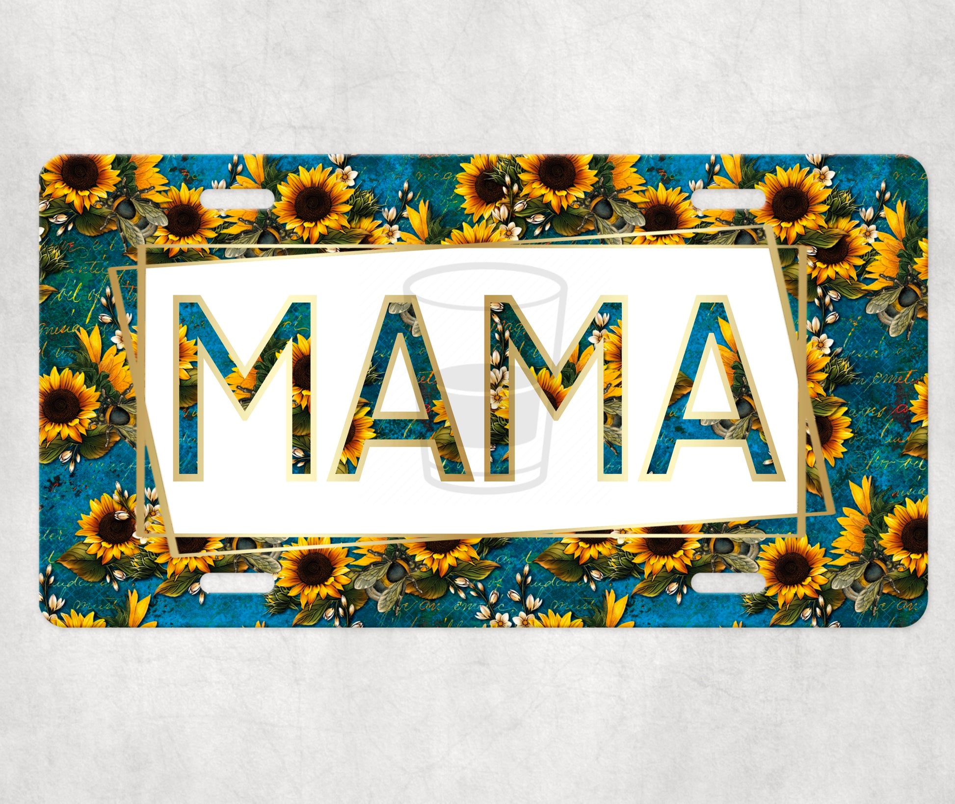 Mama Sunflower License Plate Print