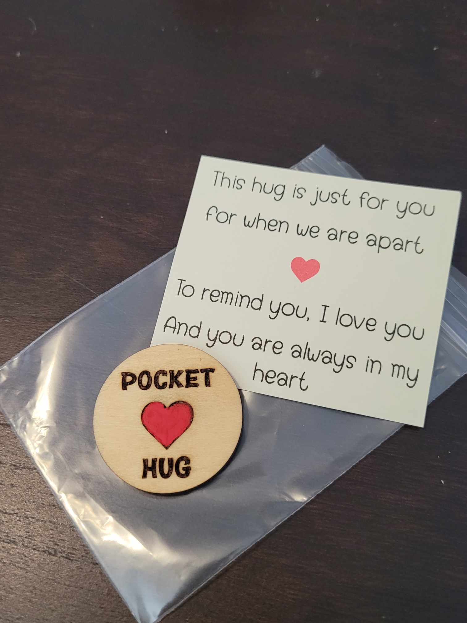 Pocket Hug Wood Token