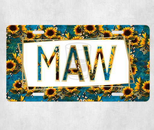 Maw Sunflower License Plate Print