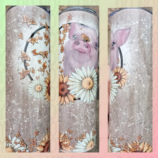Piggy & Butterfly Tumbler Print