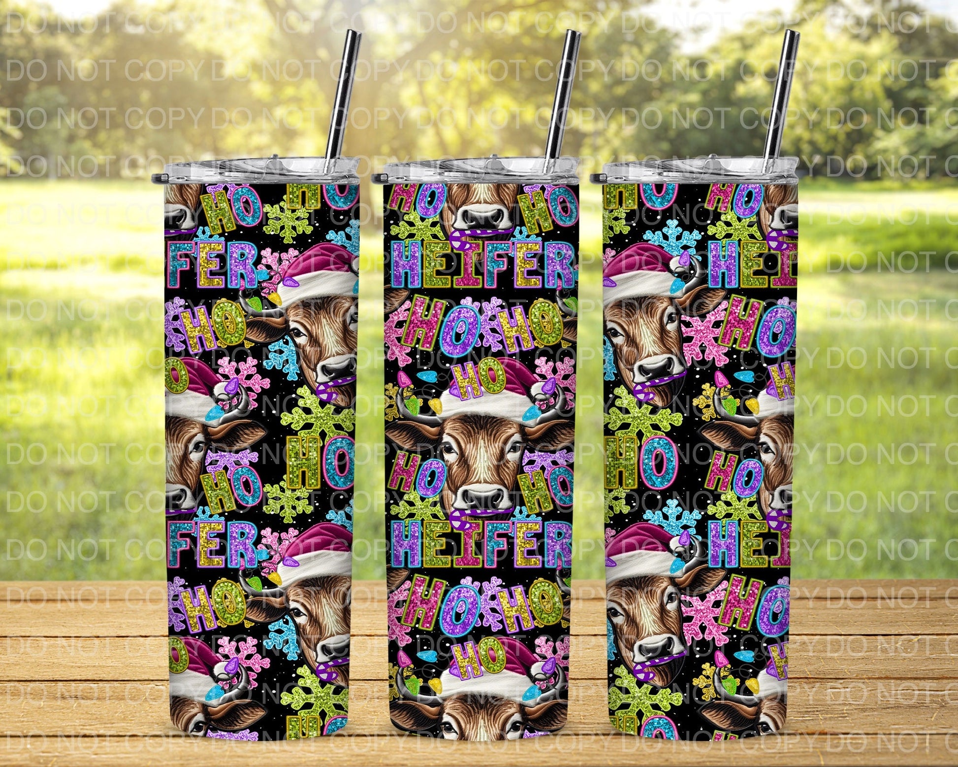 Glitter Ho Ho Heifers Tumbler