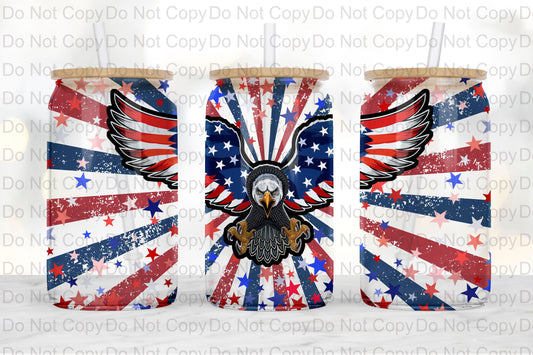 American Eagle Design Glass tumbler print