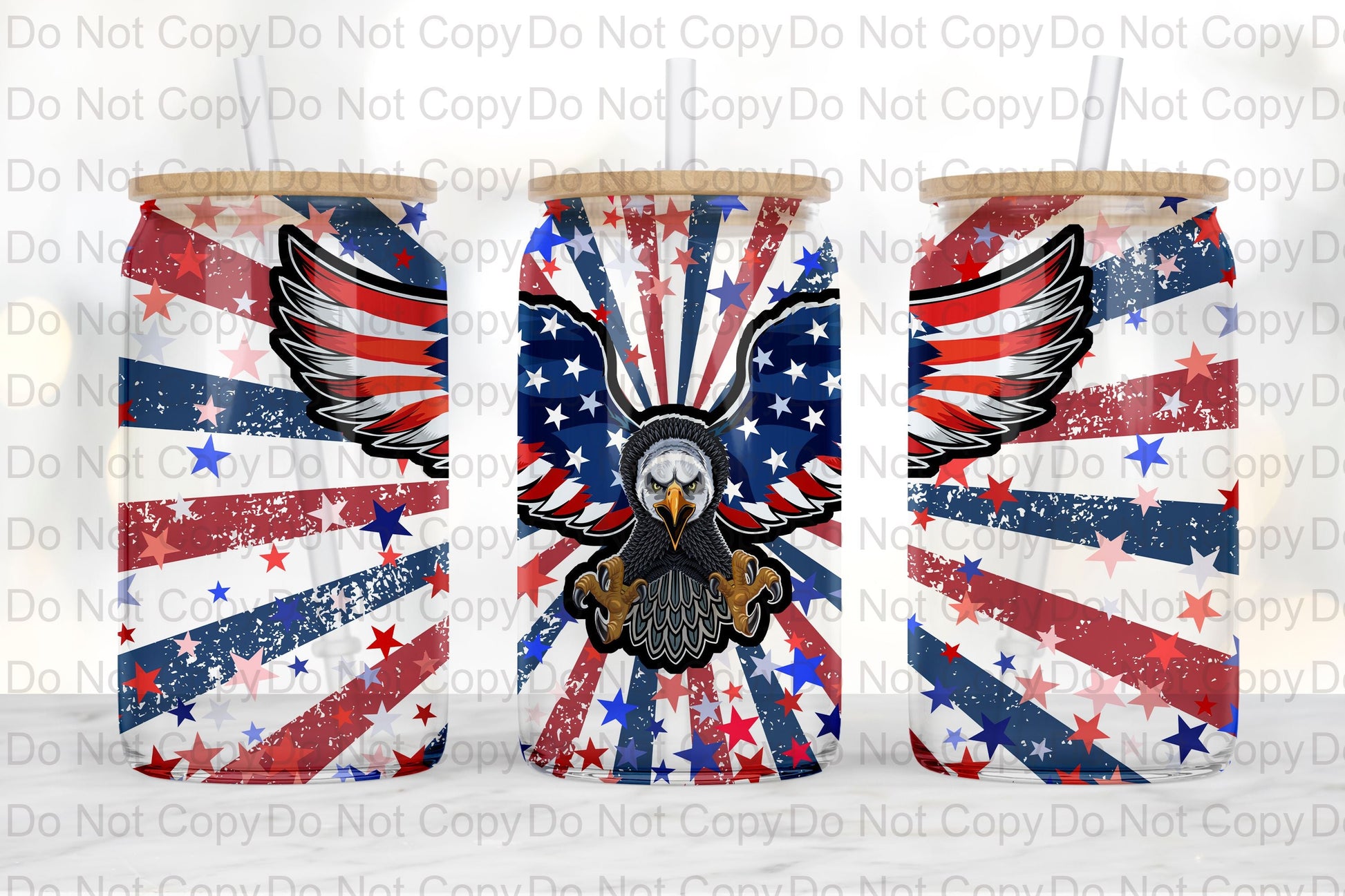 American Eagle Design Glass Tumbler