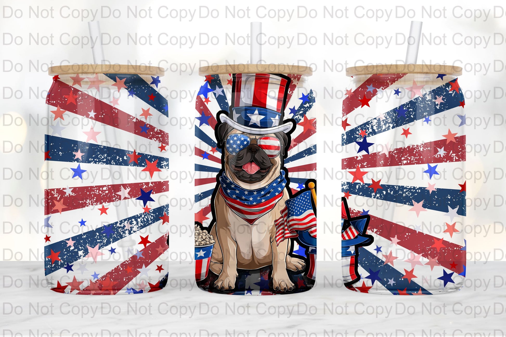 American Pug Glass tumbler print