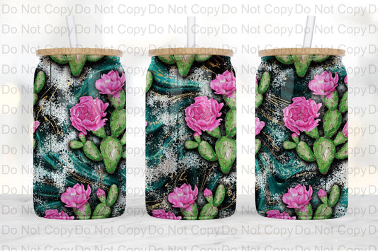 Cactus Flowers Glass Tumbler