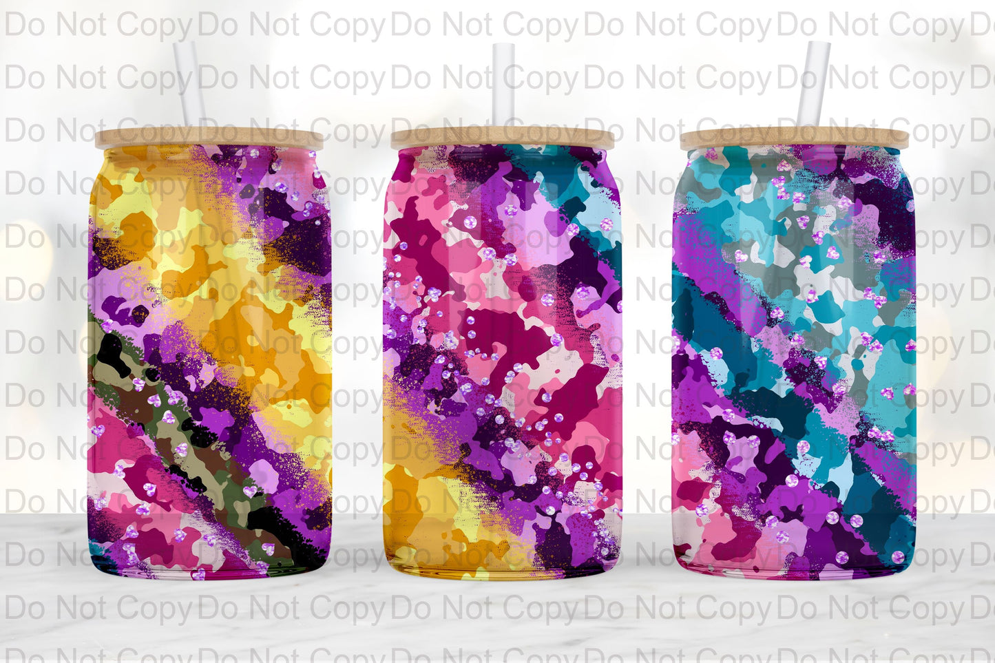 Camo Gradient Glass tumbler print