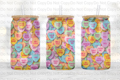 Candy Hearts Scattered Glass Tumbler