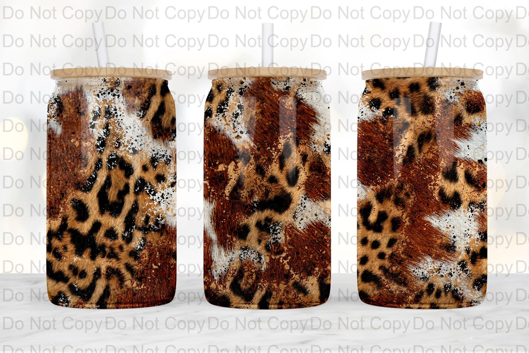Cowhide Leopard Glass tumbler print