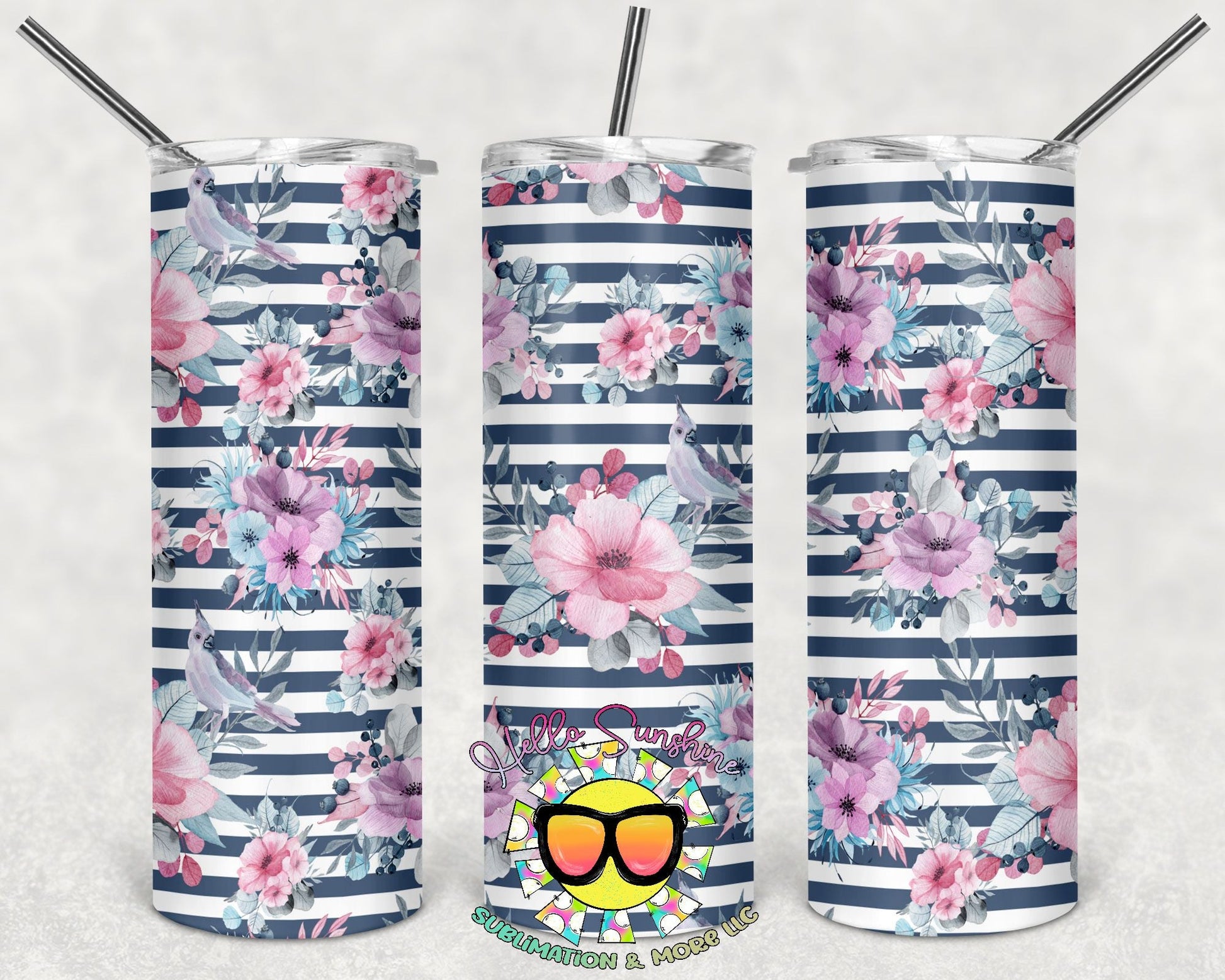 Floral Stripes 1 Tumbler