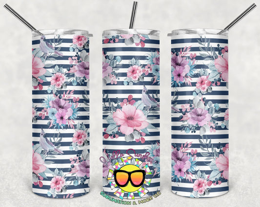 Floral Stripes 1 Tumbler Print
