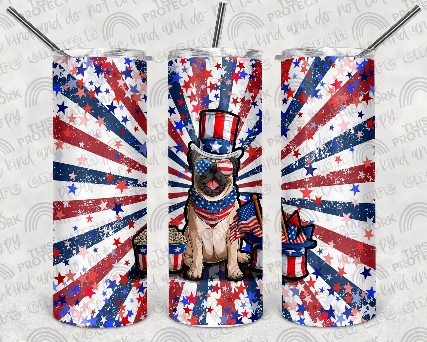 American Pug Burst Tumbler