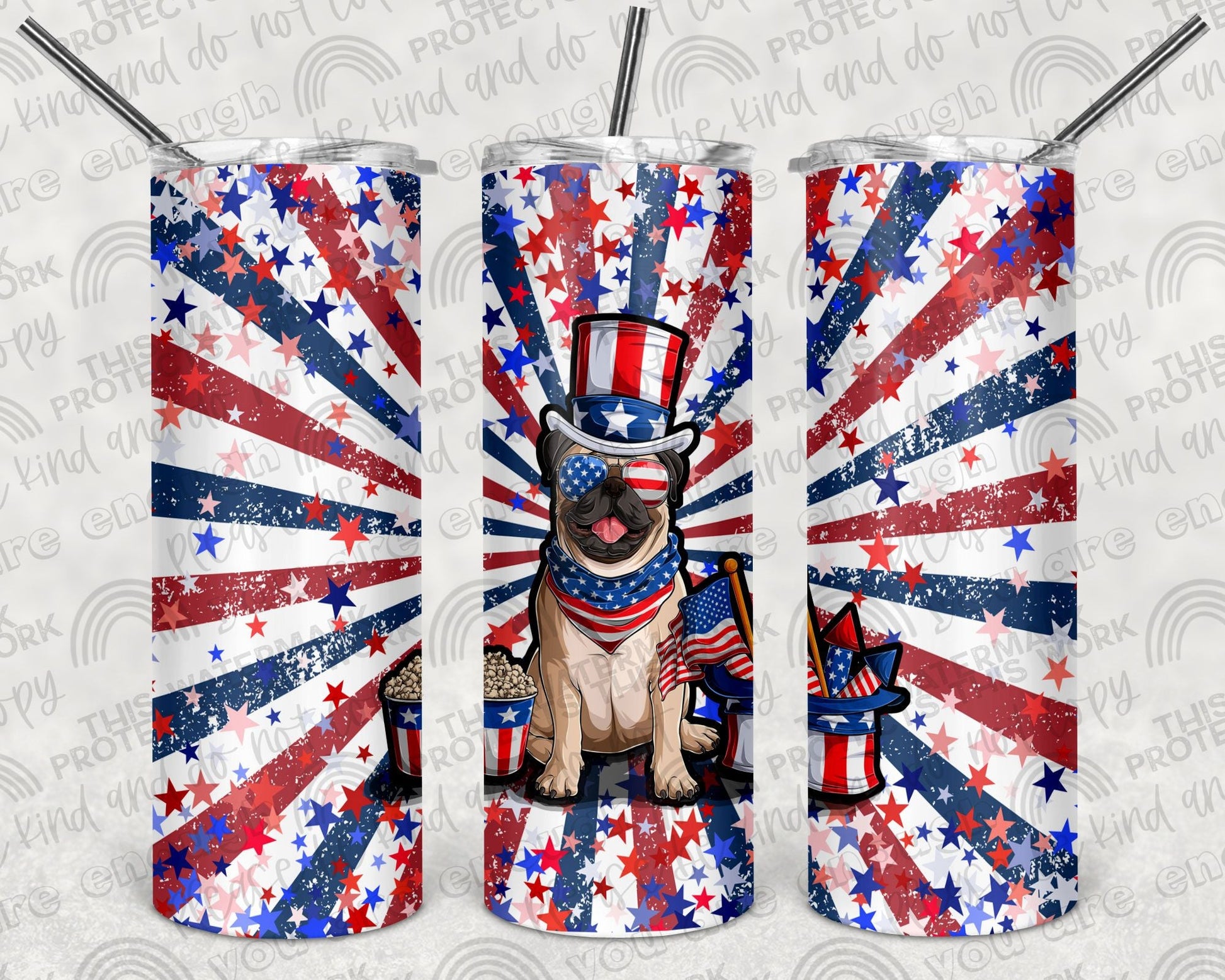American Pug Burst Tumbler
