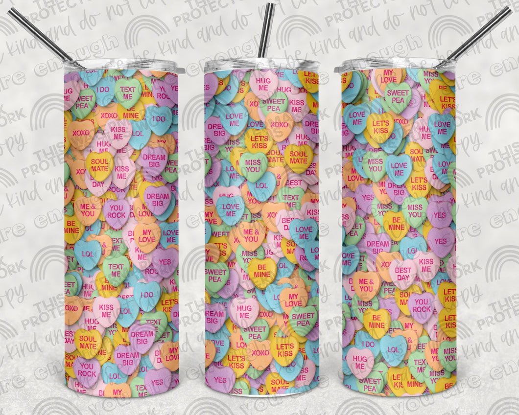 Candy Hearts Scattered Tumbler