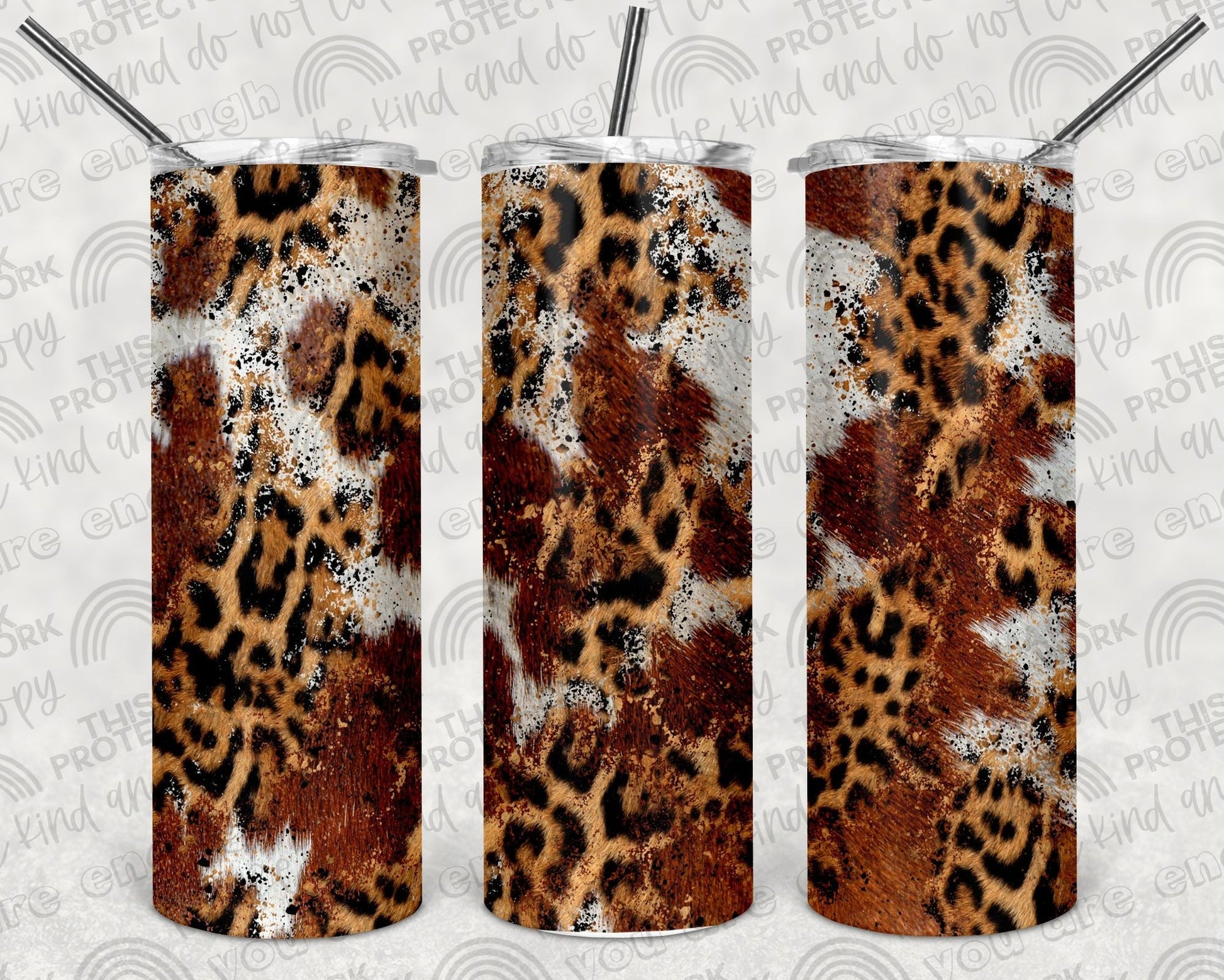 Cowhide Leopard Fur Tumbler