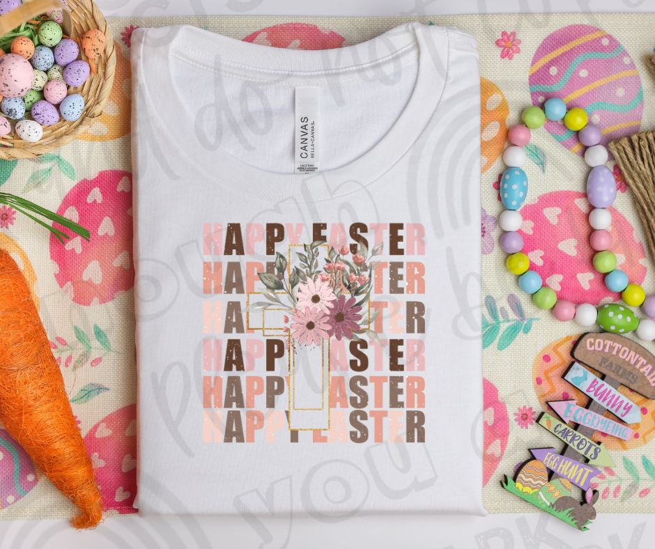 Happy Easter Stacked Cross Tee